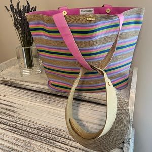 Eric Javits plastic-lines beach bag with visor